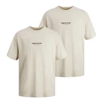 Jack & Jones T-Shirt 2er Pack Jorvesterbro Tee SS Crew Neck Beige/Weiß/Khaki