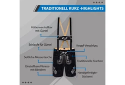 German Wear Trachtenlederhose GW721 Schwarz