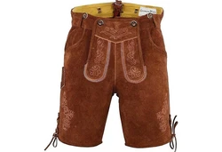 German Wear Trachtenlederhose GW720 Braun/Dunkelbraun/Lila/Khaki