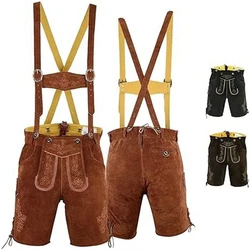 German Wear Trachtenlederhose GW720 Braun/Dunkelbraun/Lila/Khaki