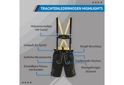 German Wear Trachtenlederhose GW720 Dunkelgrün/Khaki/Schwarz/Beige/Lila