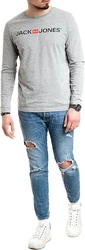 Jack & Jones Langarmshirt mit Printaufdruck Grau/Khaki/Dunkelgrau/Hellblau/Blau/Schwarz