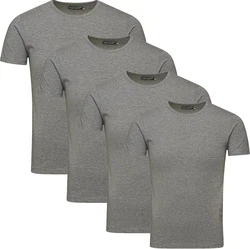 Jack & Jones T-Shirt Basic (Sparset, 4er-Pack) Grau/Hellgrau/Dunkelgrau/Dunkelgrün