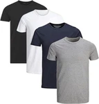 Jack & Jones T-Shirt Basic (Sparset, 4er-Pack) Dunkelblau/Dunkelgrau/Grau/Blau