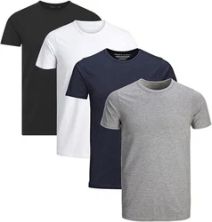 Jack & Jones T-Shirt Basic (Sparset, 4er-Pack) Dunkelblau/Dunkelgrau/Grau/Blau