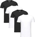 Jack & Jones T-Shirt Basic (Sparset, 4er-Pack) Weiß/Schwarz/Creme/Dunkelblau
