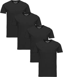 Jack & Jones T-Shirt Basic (Sparset, 4er-Pack) Schwarz/Grau/Dunkelgrau