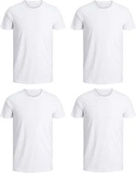 Jack & Jones T-Shirt Basic (Sparset, 4er-Pack) Weiß/Creme