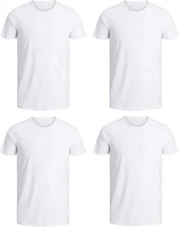 Jack & Jones T-Shirt Basic (Sparset, 4er-Pack) Weiß/Creme