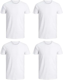 Jack & Jones T-Shirt Basic (Sparset, 4er-Pack) Weiß/Creme