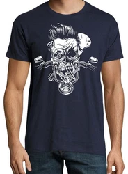 Youth Designz T-Shirt Biker Skull Zombie Herren Shirt Dunkelblau/Blau