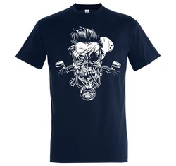 Youth Designz T-Shirt Biker Skull Zombie Herren Shirt Dunkelblau/Blau