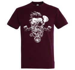 Youth Designz T-Shirt Biker Skull Zombie Herren Shirt Dunkelrot/Bordeaux/Lila