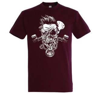 Youth Designz T-Shirt Biker Skull Zombie Herren Shirt Dunkelrot/Bordeaux/Lila