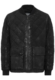 Lederjacke mit Strickkragen