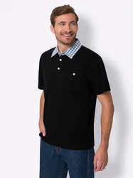 Sieh an! T-Shirt Kurzarm Poloshirt Schwarz/Rot