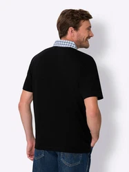 Sieh an! T-Shirt Kurzarm Poloshirt Schwarz/Rot