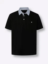 Sieh an! T-Shirt Kurzarm Poloshirt Schwarz/Rot