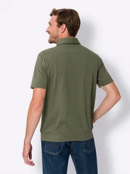 Sieh an! T-Shirt Kurzarm-Poloshirt Dunkelgrün/Grün/Khaki
