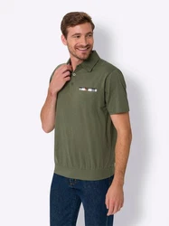 Sieh an! T-Shirt Kurzarm-Poloshirt Dunkelgrün/Grün/Khaki