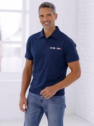 Sieh an! T-Shirt Kurzarm-Poloshirt Dunkelblau/Hellblau