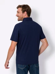 Sieh an! T-Shirt Kurzarm-Poloshirt Dunkelblau/Hellblau