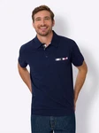 Sieh an! T-Shirt Kurzarm-Poloshirt Dunkelblau/Hellblau