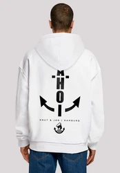F4NT4STIC Kapuzenpullover Hoodie Ahoi Anker Knut & Jan Hamburg Weiß/Grau/Dunkelblau