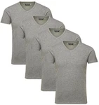 Jack & Jones T-Shirt V-Neck (Spar Set, 4er-Pack) Grau/Hellgrau/Khaki