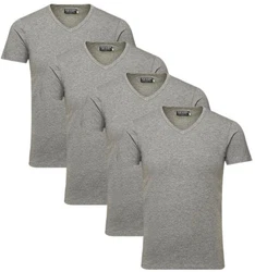 Jack & Jones T-Shirt V-Neck (Spar Set, 4er-Pack) Grau/Hellgrau/Khaki