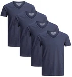 Jack & Jones T-Shirt V-Neck (Spar Set, 4er-Pack) Dunkelblau/Blau
