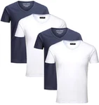 Jack & Jones T-Shirt V-Neck (Spar Set, 4er-Pack) Dunkelblau/Blau