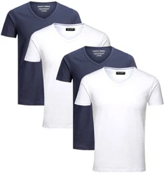 Jack & Jones T-Shirt V-Neck (Spar Set, 4er-Pack) Dunkelblau/Blau