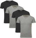 Jack & Jones T-Shirt V-Neck (Spar Set, 4er-Pack) Dunkelgrau/Grau/Hellgrau/Khaki/Dunkelgrün
