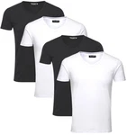 Jack & Jones T-Shirt V-Neck (Spar Set, 4er-Pack) Weiß/Schwarz/Dunkelblau
