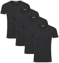 Jack & Jones T-Shirt V-Neck (Spar Set, 4er-Pack) Schwarz/Dunkelgrau/Grau