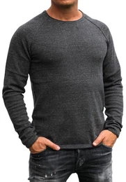 Strickpullover langarm Pullover mit Rundhalsausschnitt