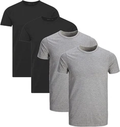 Jack & Jones T-Shirt Basic (Sparset, 4er-Pack) Dunkelgrau/Grau/Hellgrau