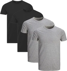 Jack & Jones T-Shirt Basic (Sparset, 4er-Pack) Dunkelgrau/Grau/Hellgrau