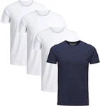 Jack & Jones T-Shirt Basic (Sparset, 4er-Pack) Dunkelblau/Weiß