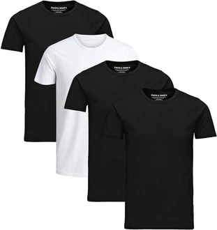 Jack & Jones T-Shirt Basic (Sparset, 4er-Pack) Schwarz/Weiß