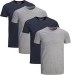 Jack & Jones T-Shirt Basic (Sparset, 4er-Pack) Dunkelblau/Grau/Blau