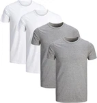 Jack & Jones T-Shirt Basic (Sparset, 4er-Pack) Grau/Hellgrau/Weiß