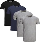 Jack & Jones T-Shirt Basic (Sparset, 4er-Pack) Dunkelblau/Dunkelgrau/Grau