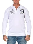 EloModa Poloshirt Herren Polo Shirt Langarm Creme/Weiß/Dunkelblau