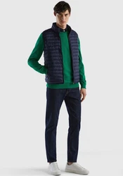 United Colors of Benetton Steppweste mit Zipper-Taschen Dunkelblau/Hellblau