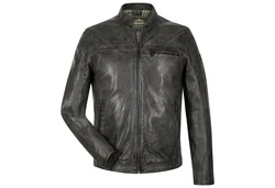 Milestone Herrenjacke aus Lammnappa Leder Dunkelgrün/Grau/Khaki