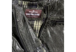 Milestone Herrenjacke aus Lammnappa Leder Dunkelgrün/Grau/Khaki
