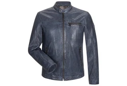 Milestone Herrenjacke aus Lammnappa Leder Blau/Dunkelblau