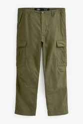 Next Cargohose Relaxed Fit Ripstop-Cargohose Khaki/Dunkelgrün